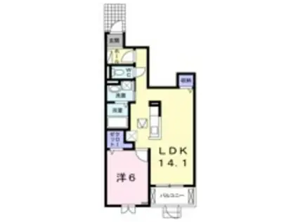 ピュア ウエスト(1LDK/1階)の間取り写真