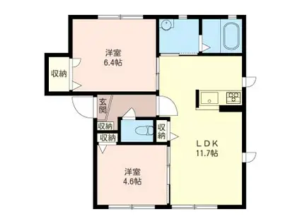 ティンカーベル(2LDK/1階)の間取り写真