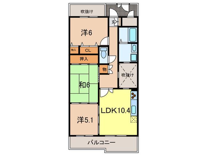 KDXレジデンス夙川ヒルズ 3番館(3LDK/3階)の間取り写真