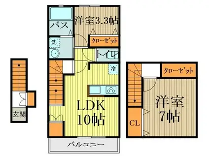 エスト野口町(1LDK/2階)の間取り写真