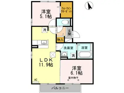 D-ROOM安積(2LDK/1階)の間取り写真