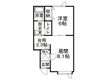 ＪＲ根室本線 帯広駅 徒歩50分 2階建 築25年(1DK/2階)の間取り写真
