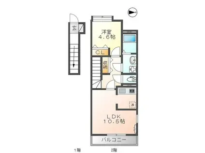 ファインハイム島崎(1LDK/2階)の間取り写真
