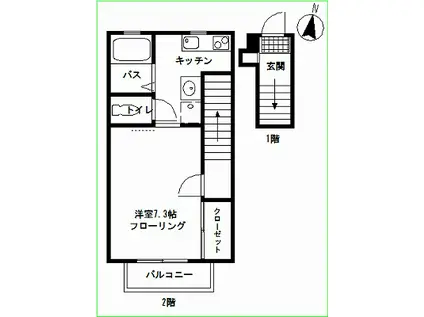 サミットコーストII(1K/2階)の間取り写真