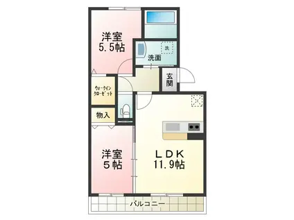 D-ROOM セピアコート鳳(2LDK/1階)の間取り写真