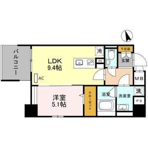 プレミアム菱屋西(1LDK/4階)の間取り写真