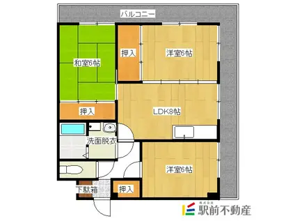 パークドミールI(3LDK/4階)の間取り写真