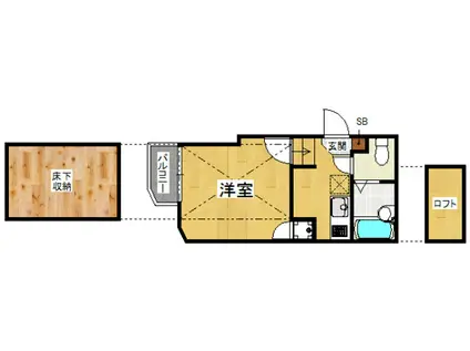 ベネフィスタウン平尾III(1K/1階)の間取り写真