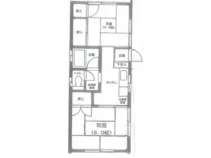 東急目黒線 武蔵小山駅 徒歩7分 2階建 築48年(2K/1階)の間取り写真