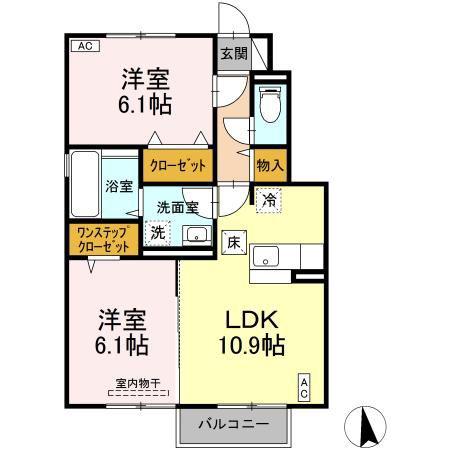 ラフォート・フジ(2LDK/1階)の間取り写真