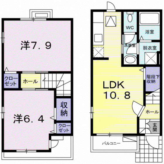フローラ B(2LDK/1階)の間取り写真