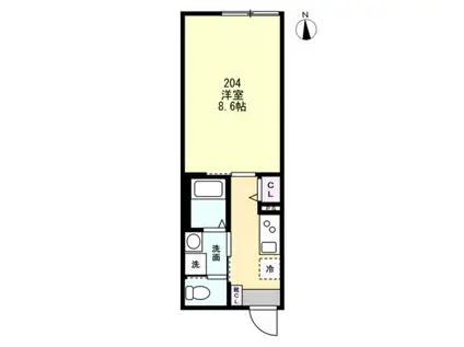 スキット本厚木(1K/2階)の間取り写真