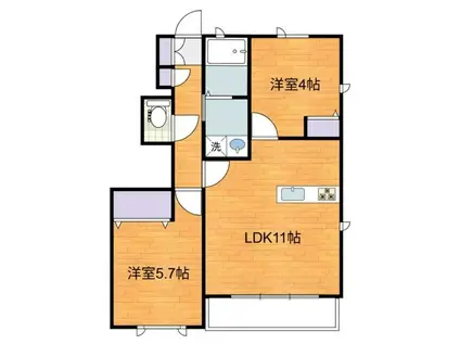 プレミアリンジュR(2LDK/1階)の間取り写真