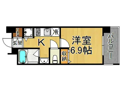アプリーレ西宮武庫川(1K/4階)の間取り写真