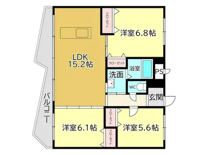 KSK中須コアプレイス(3LDK/8階)の間取り写真