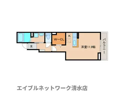 カーム ウィンド(ワンルーム/1階)の間取り写真