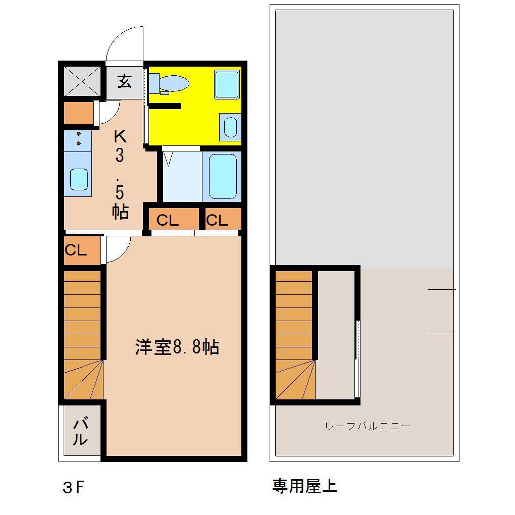 AKHA2(1K/3階)の間取り写真
