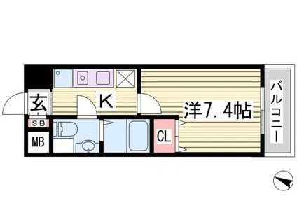 BELL TOPIA MONGUCHI(1K/7階)の間取り写真