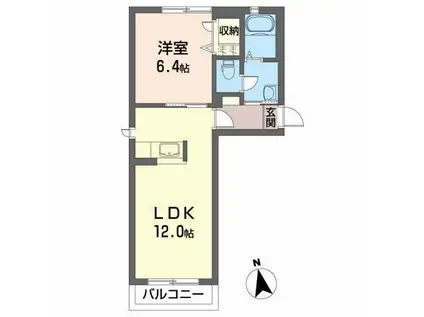 シャーメゾングリーンヒルズC(1LDK/1階)の間取り写真