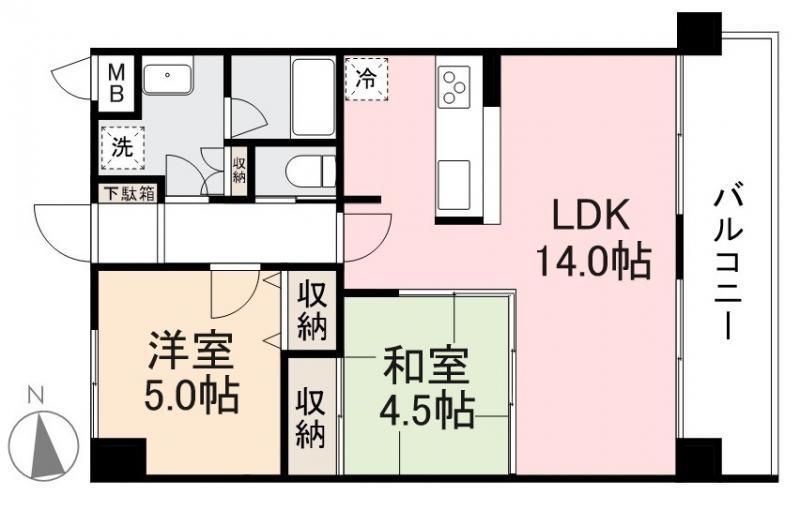 STAGE ONE(2LDK/4階)の間取り写真
