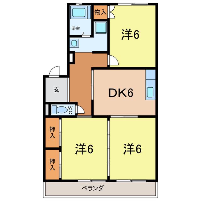 スカイビレッジ六番館(3DK/4階)の間取り写真