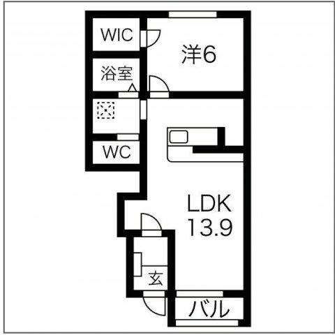 ヴィル・ホワイエ(1LDK/1階)の間取り写真