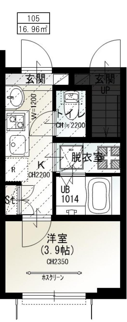 ソルナクレイシア二子玉川(1K/1階)の間取り写真