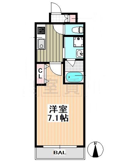 カンピオーネ御器所通(1K/5階)の間取り写真