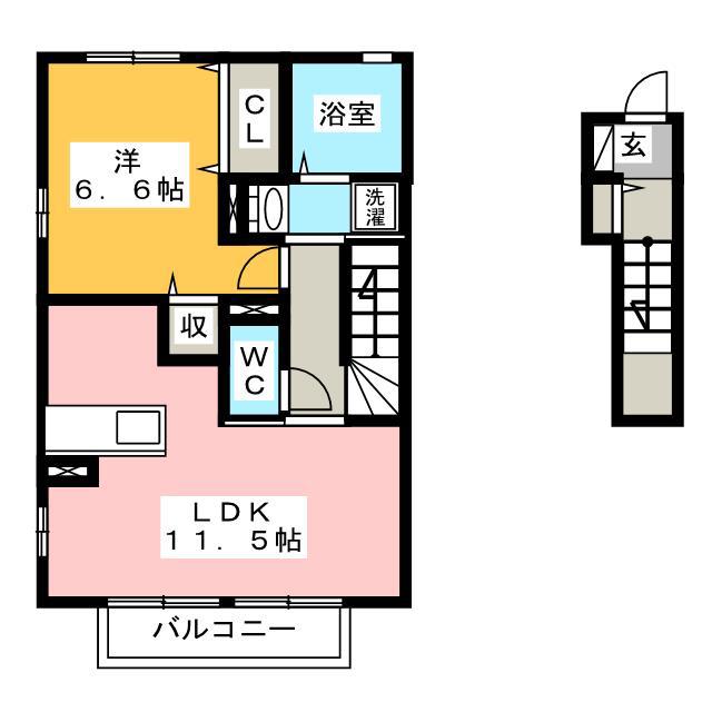 アルカンシエル(1LDK/2階)の間取り写真