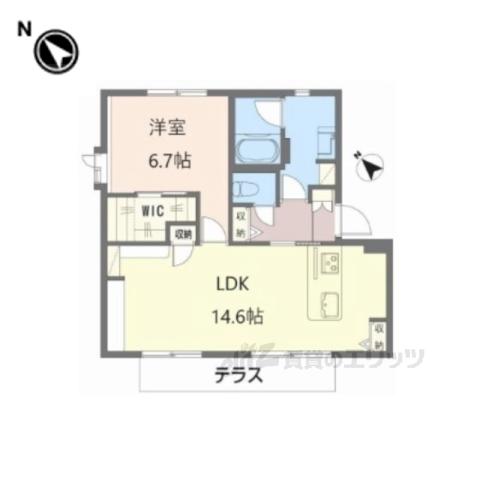 グリーンハイツ高塚B棟(1LDK/1階)の間取り写真