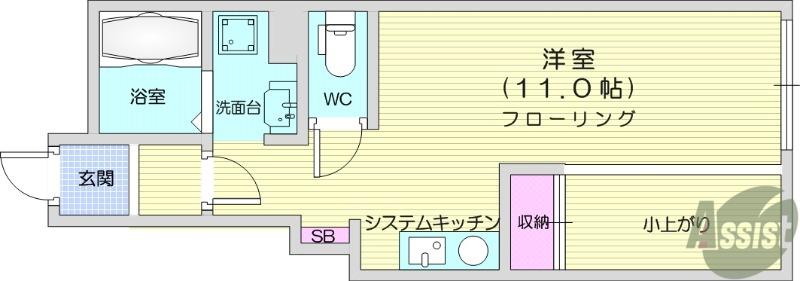 AP杜 愛子東(ワンルーム/1階)の間取り写真