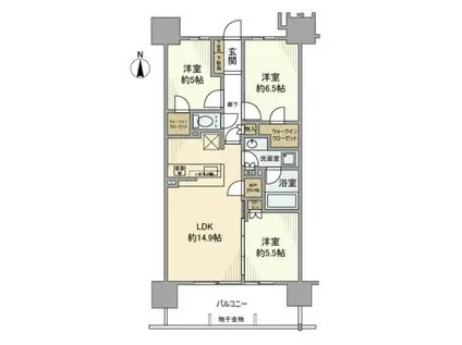 オーベル東陽町ファインレジデンス(3LDK/3階)の間取り写真