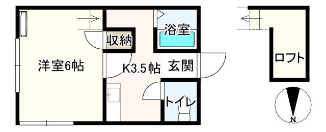 グランメール開和(1K/2階)の間取り写真
