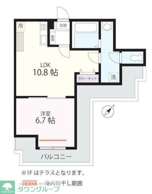 QUIET CRAB HOUSE MIX三ツ沢下町(1LDK/1階)の間取り写真
