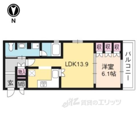 リーガル京都河原町四条南(1LDK/2階)の間取り写真