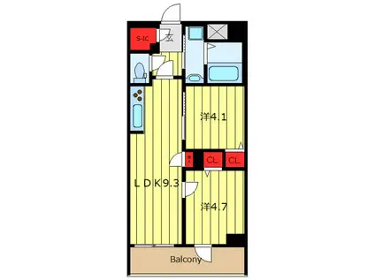 ルフレ プレミアム日暮里(2LDK/5階)の間取り写真