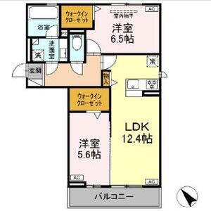 D AVANCE六名新町(2LDK/2階)の間取り写真