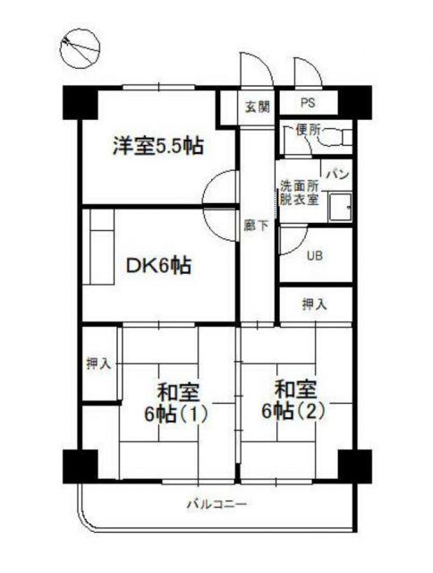 グランパレス南海(3DK/3階)の間取り写真