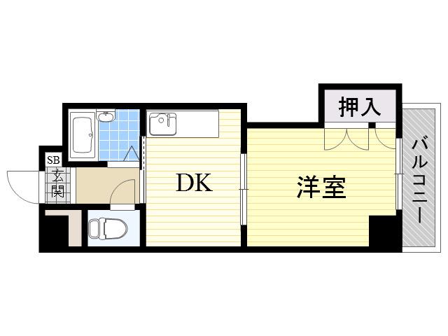 千林グランドハイツ北(1DK/4階)の間取り写真