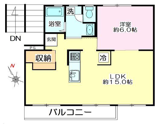 滝山団地6-3-11号棟(1LDK/4階)の間取り写真
