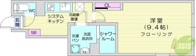 RS川内(1K/1階)の間取り写真