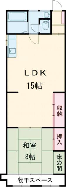 藤本ビル(1LDK/2階)の間取り写真