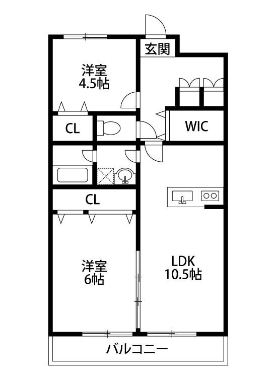 アドラブール文京町(2LDK/7階)の間取り写真