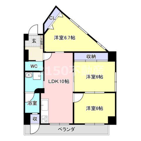 グランドパレス加納(3LDK/7階)の間取り写真