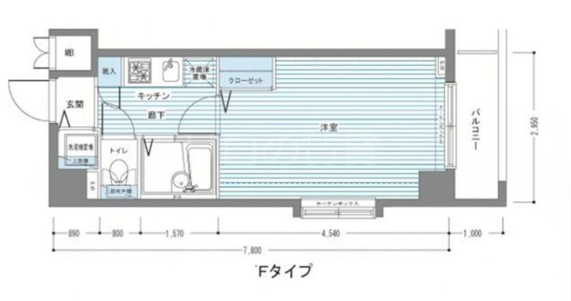レジディア多摩川(1K/4階)の間取り写真