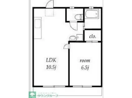 宮岡第2パナハイツ(1LDK/2階)の間取り写真