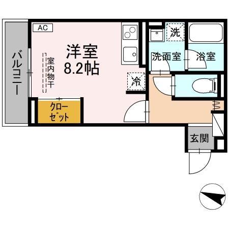 西町SUZUKAZE(ワンルーム/1階)の間取り写真