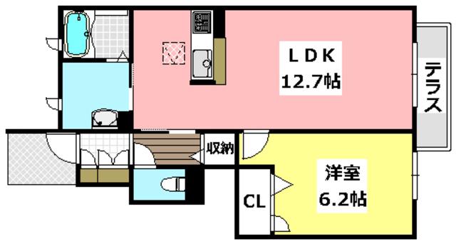 エスポワールアイ北春日丘I(1LDK/1階)の間取り写真