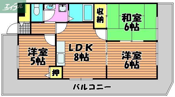 アビタ山本・岡山(3DK/5階)の間取り写真