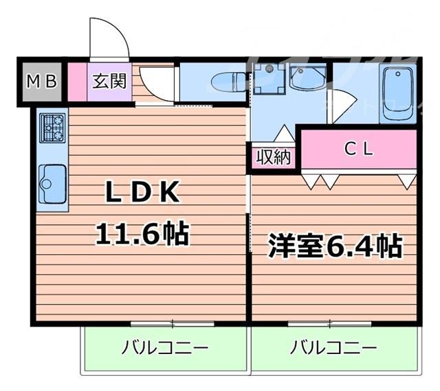 RIHITO鶴見(1LDK/3階)の間取り写真